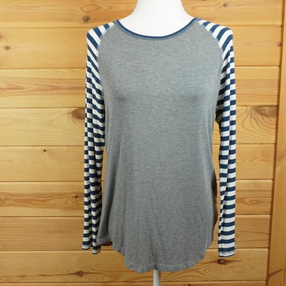 Matilda Jane Tops - Matilda Jane Dark Blue Striped Gray Long‎ Sleeve Top Size Medium